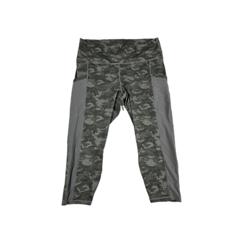 Fabletics Powerhold Mid Rise Leggings Size 2X Black Gray Green Camo Women's C17